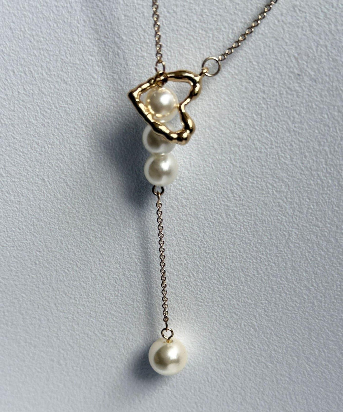 愛心與珍珠長款項鍊