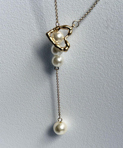 愛心與珍珠長款項鍊