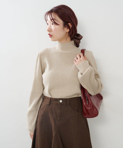 【純色&條紋】高領羅紋針織衫