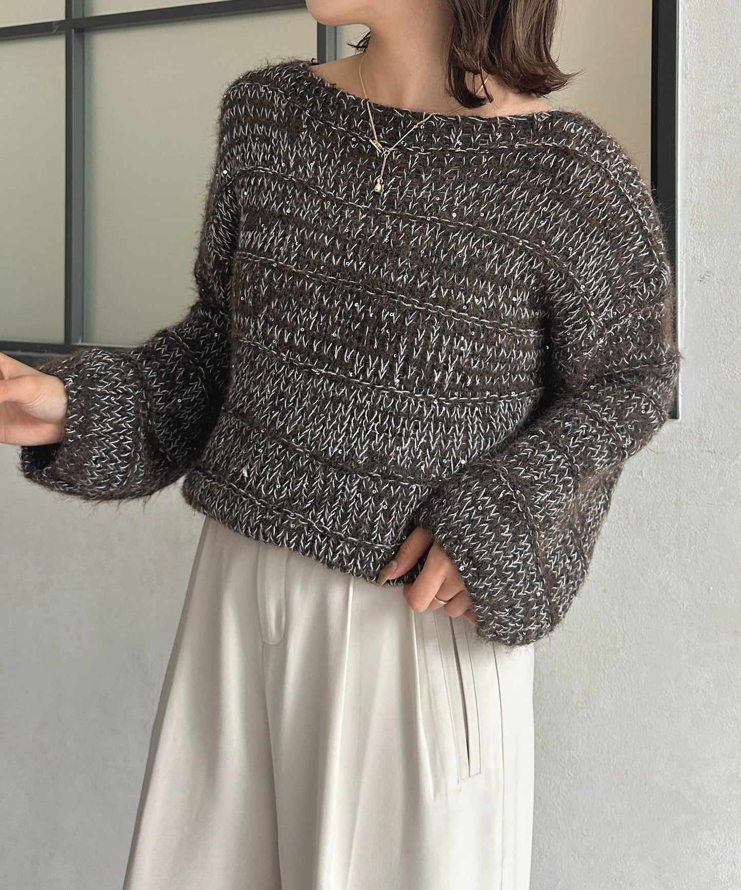 亮片混合低密度針織衫