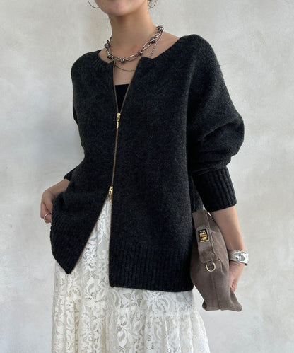 標誌拉鍊兩穿套頭衫