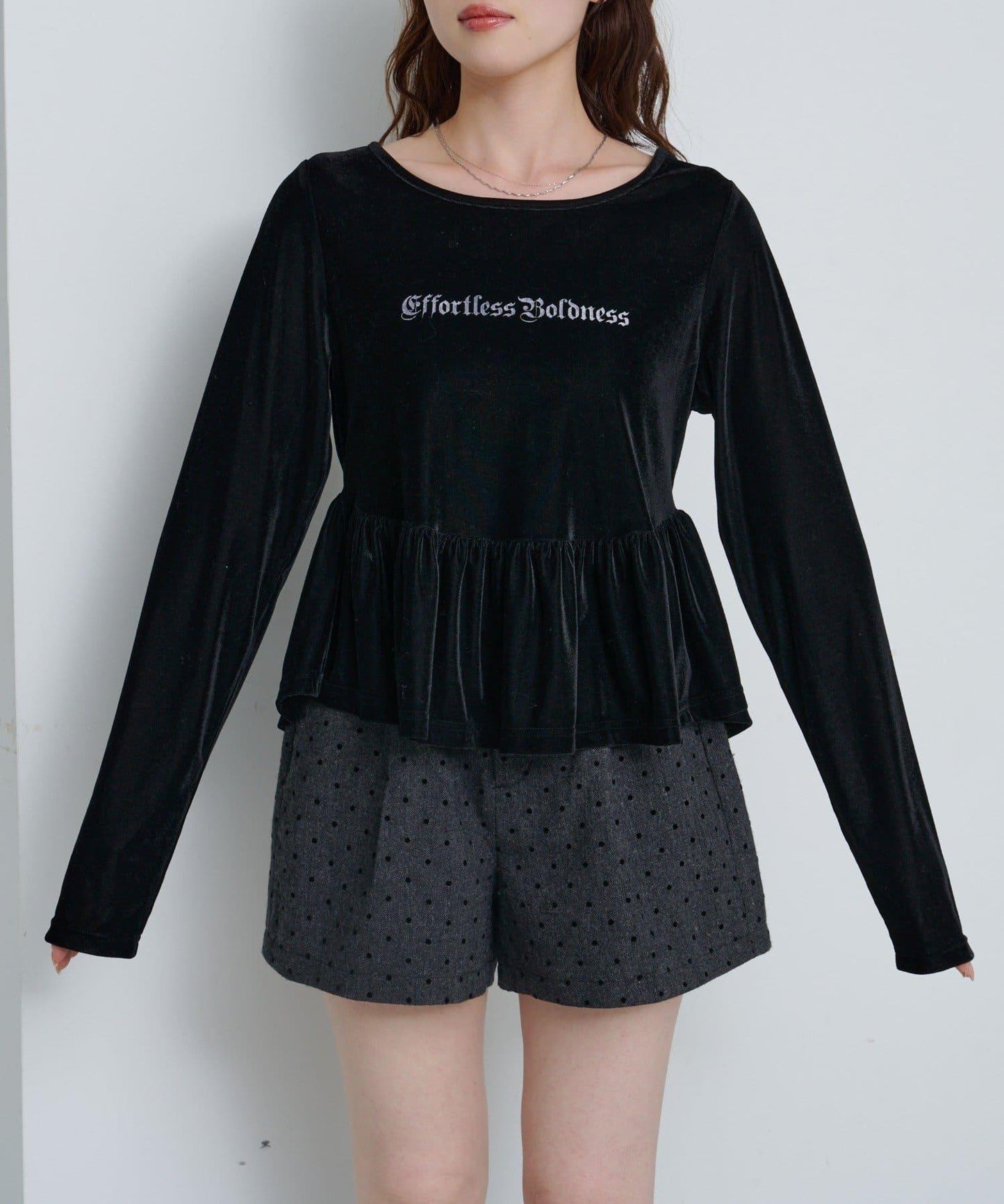 徽標荷葉邊天鵝絨上衣