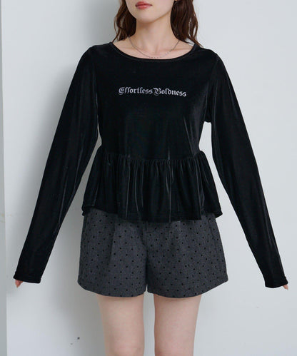 徽標荷葉邊天鵝絨上衣