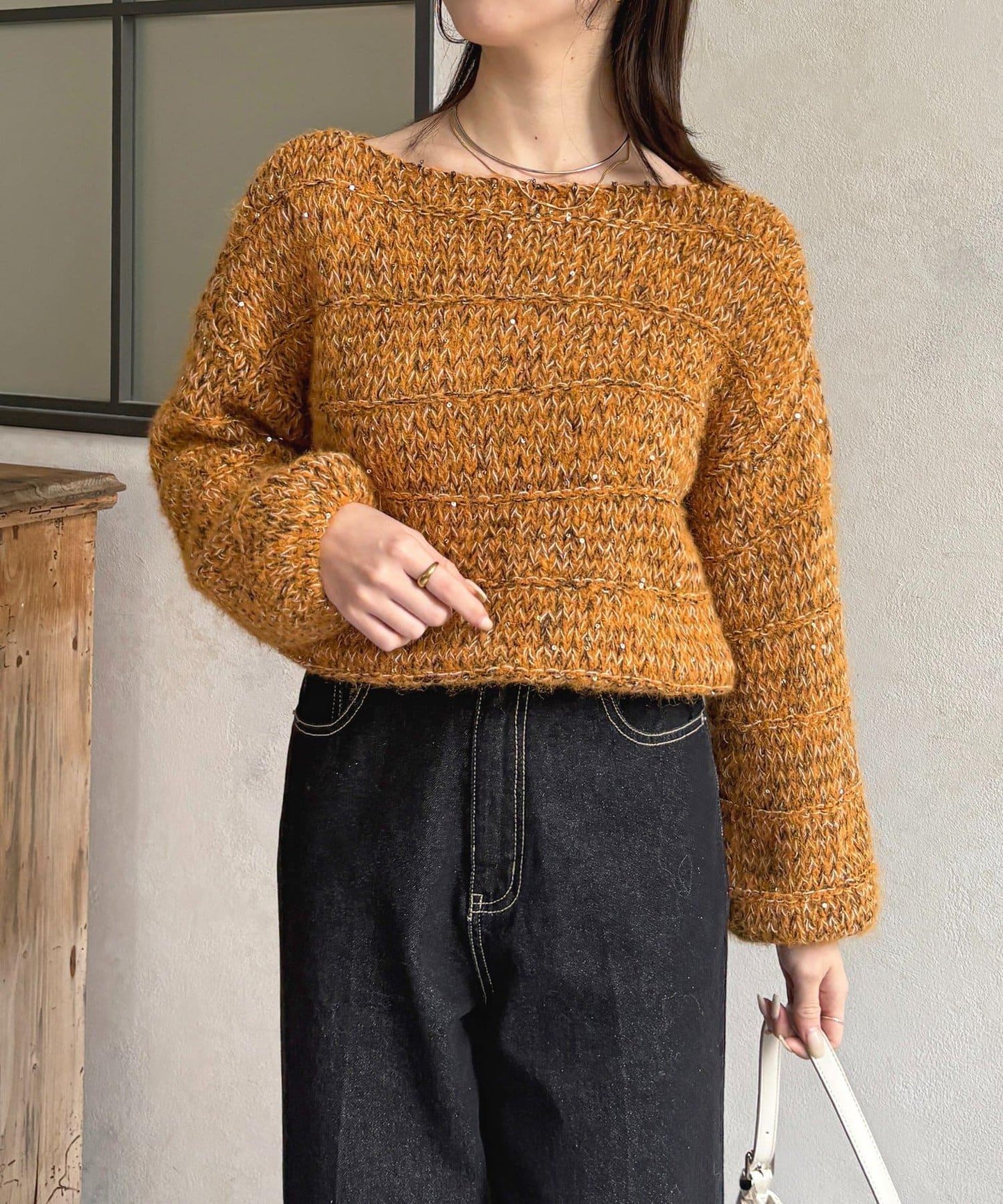 亮片混合低密度針織衫