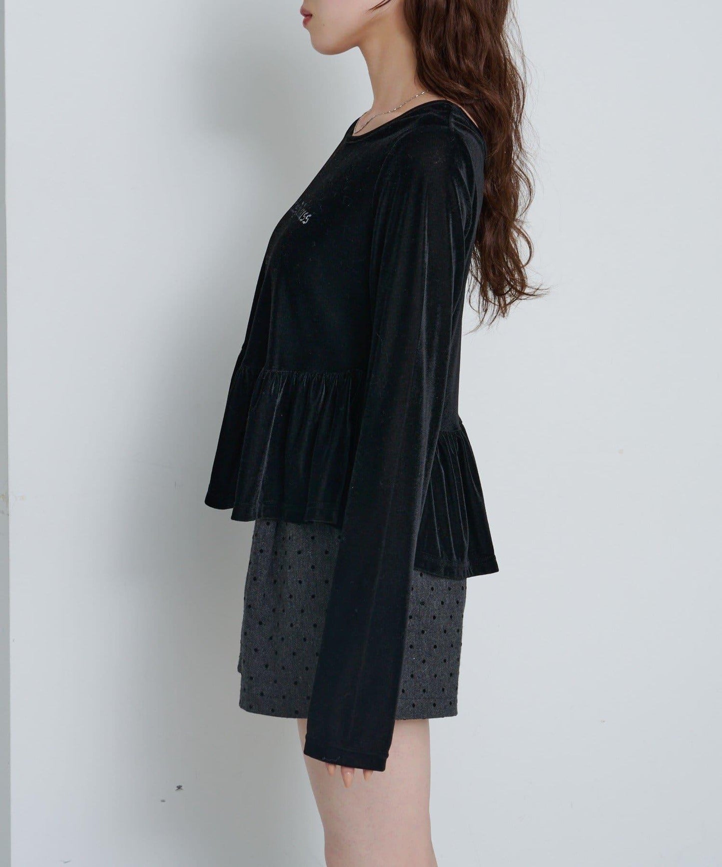 徽標荷葉邊天鵝絨上衣