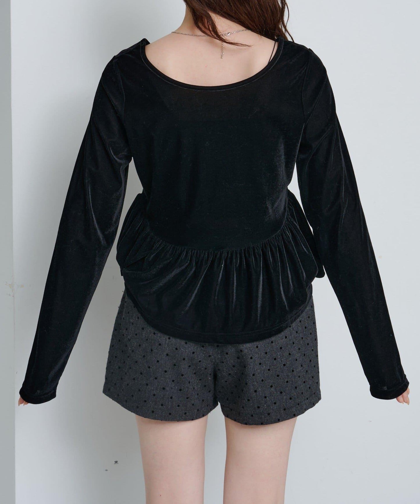 徽標荷葉邊天鵝絨上衣