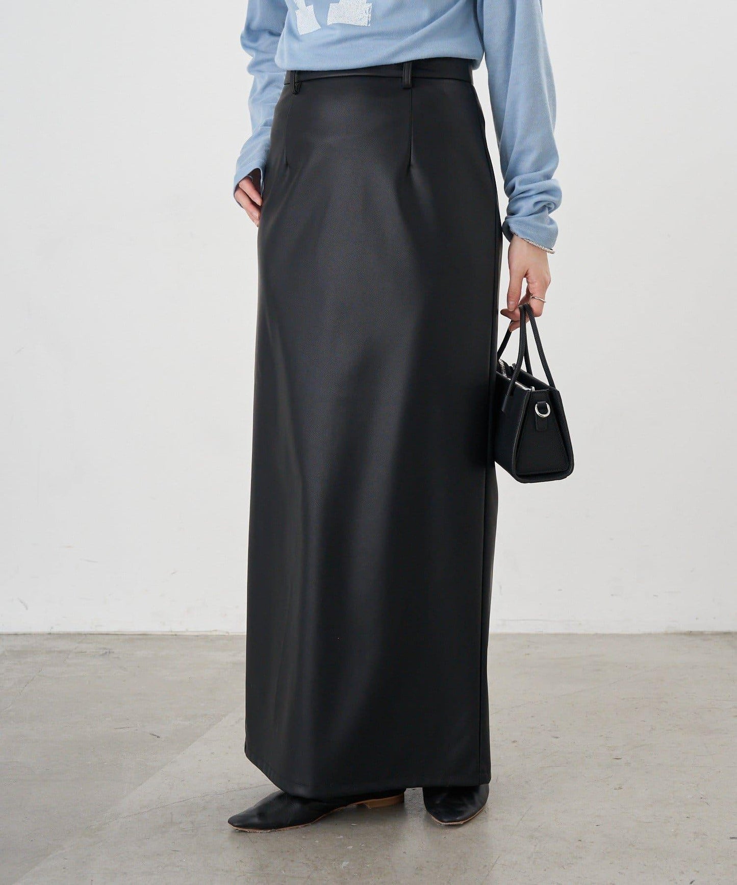 皮革長款半身裙