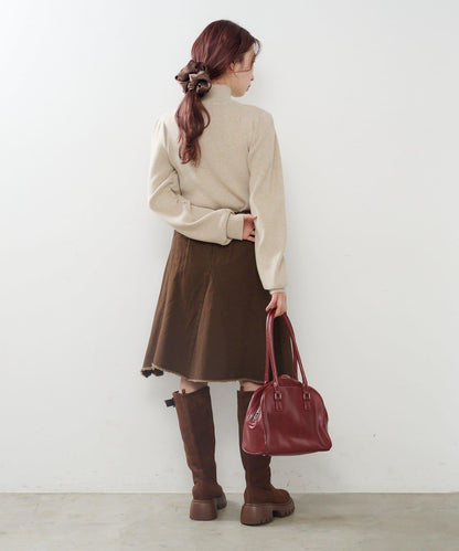 【純色&條紋】高領羅紋針織衫