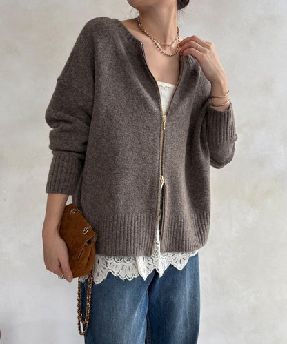 標誌拉鍊兩穿套頭衫