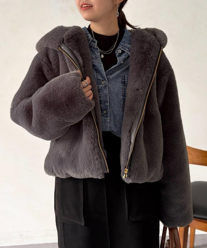 仿皮草拼接羊羔絨夾克