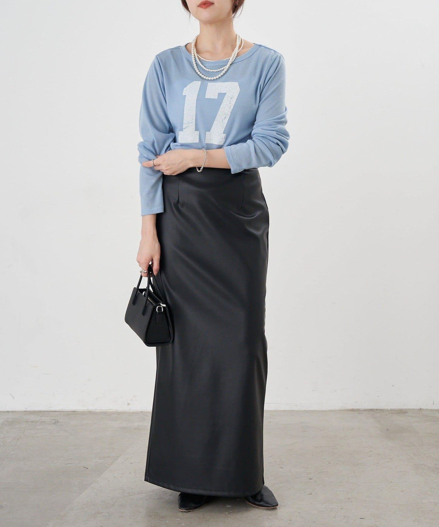 皮革長款半身裙