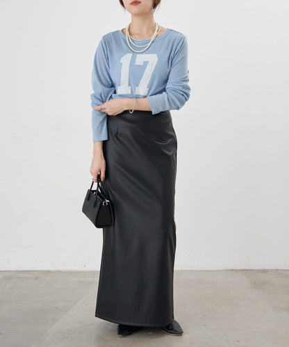 皮革長款半身裙