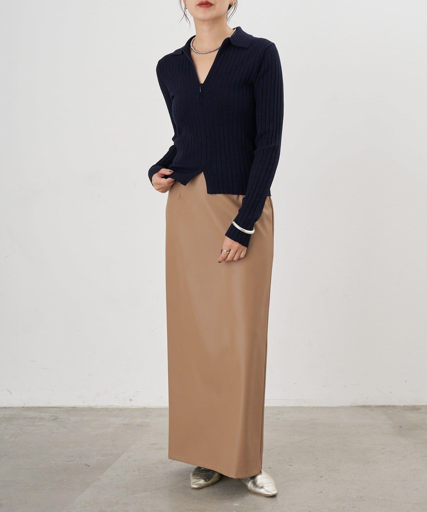 半拉鍊羅紋針織衫