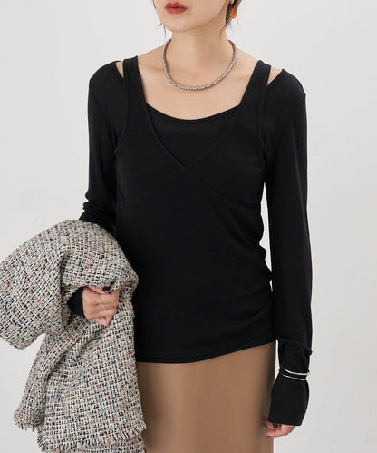 吊帶背心疊穿長袖T恤