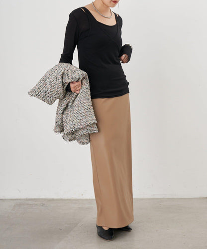 皮革長款半身裙