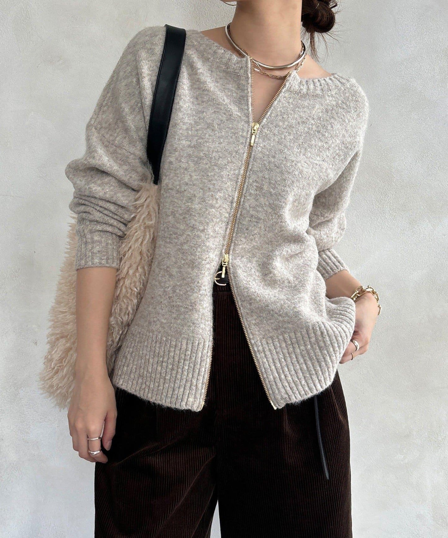 標誌拉鍊兩穿套頭衫