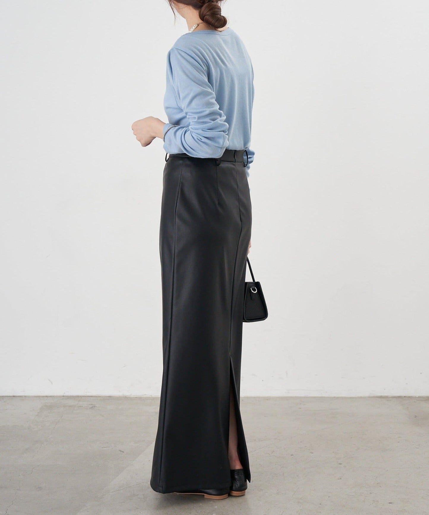 皮革長款半身裙