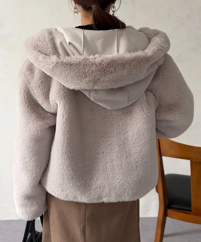 仿皮草拼接羊羔絨夾克