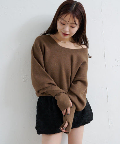 【4色可選/兩用】混色長款羅紋針織衫