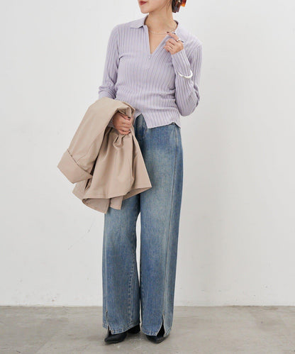 半拉鍊羅紋針織衫