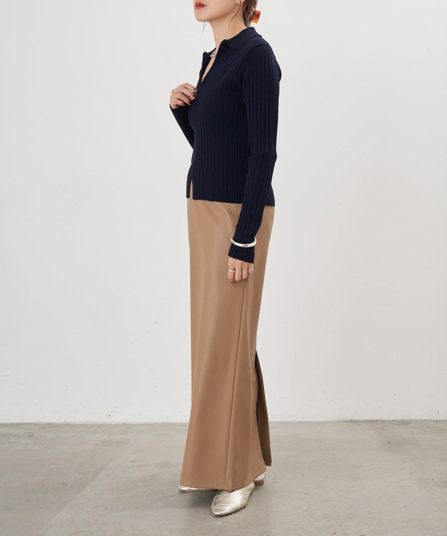 半拉鍊羅紋針織衫