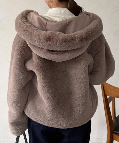 仿皮草拼接羊羔絨夾克