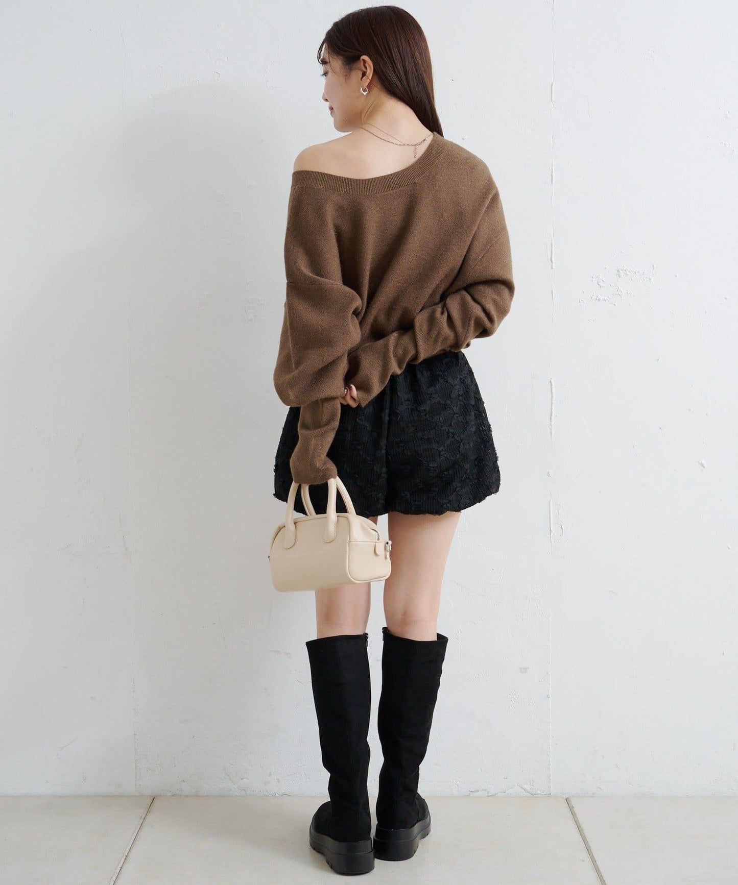 【4色可選/兩用】混色長款羅紋針織衫