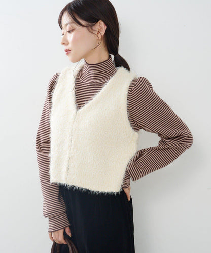 【純色&條紋】高領羅紋針織衫