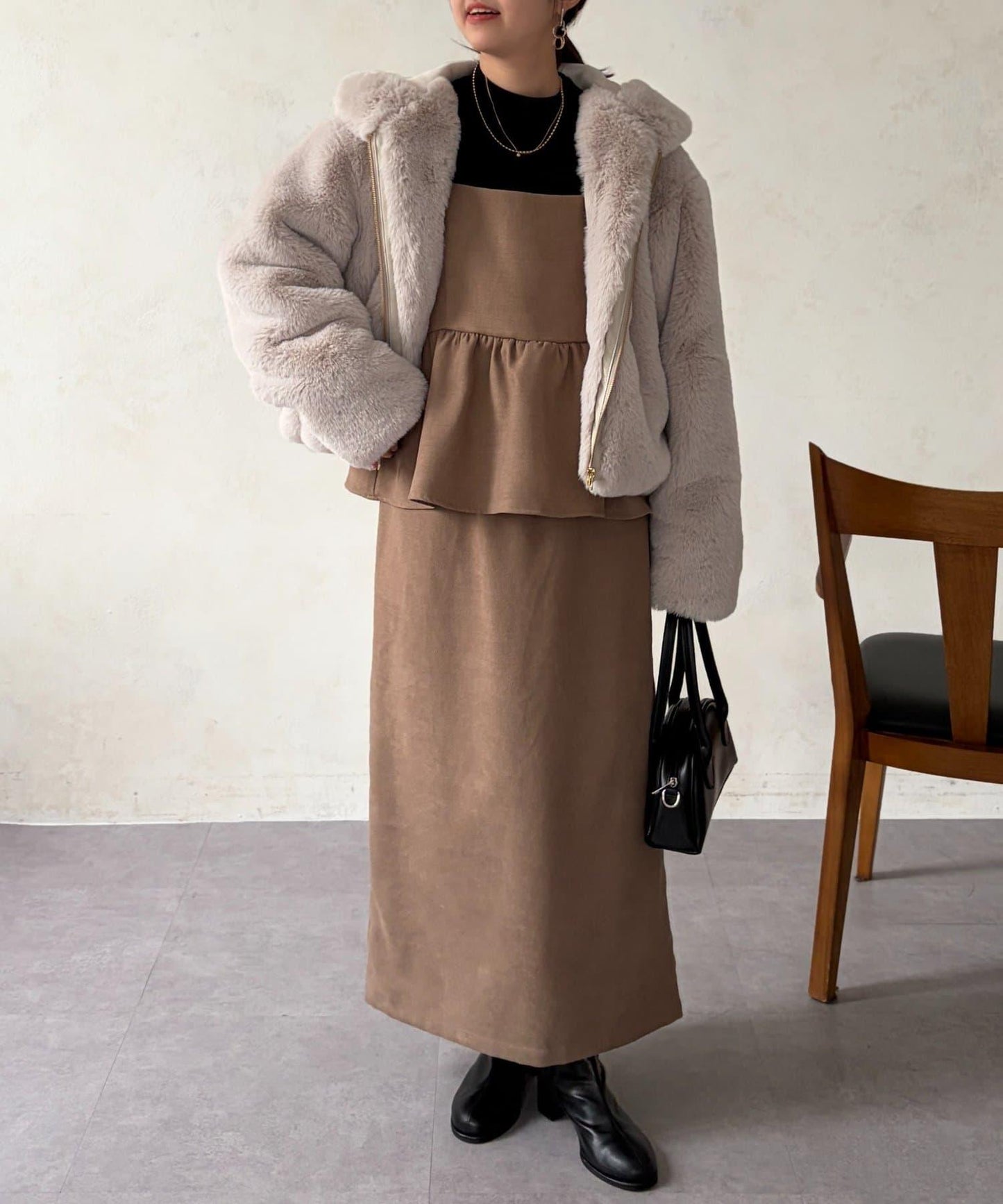 仿皮草拼接羊羔絨夾克