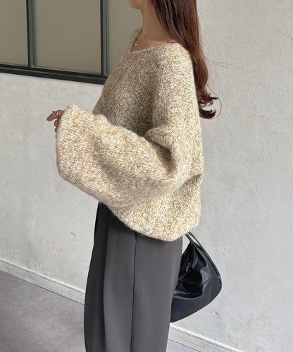 V領混色短款針織衫