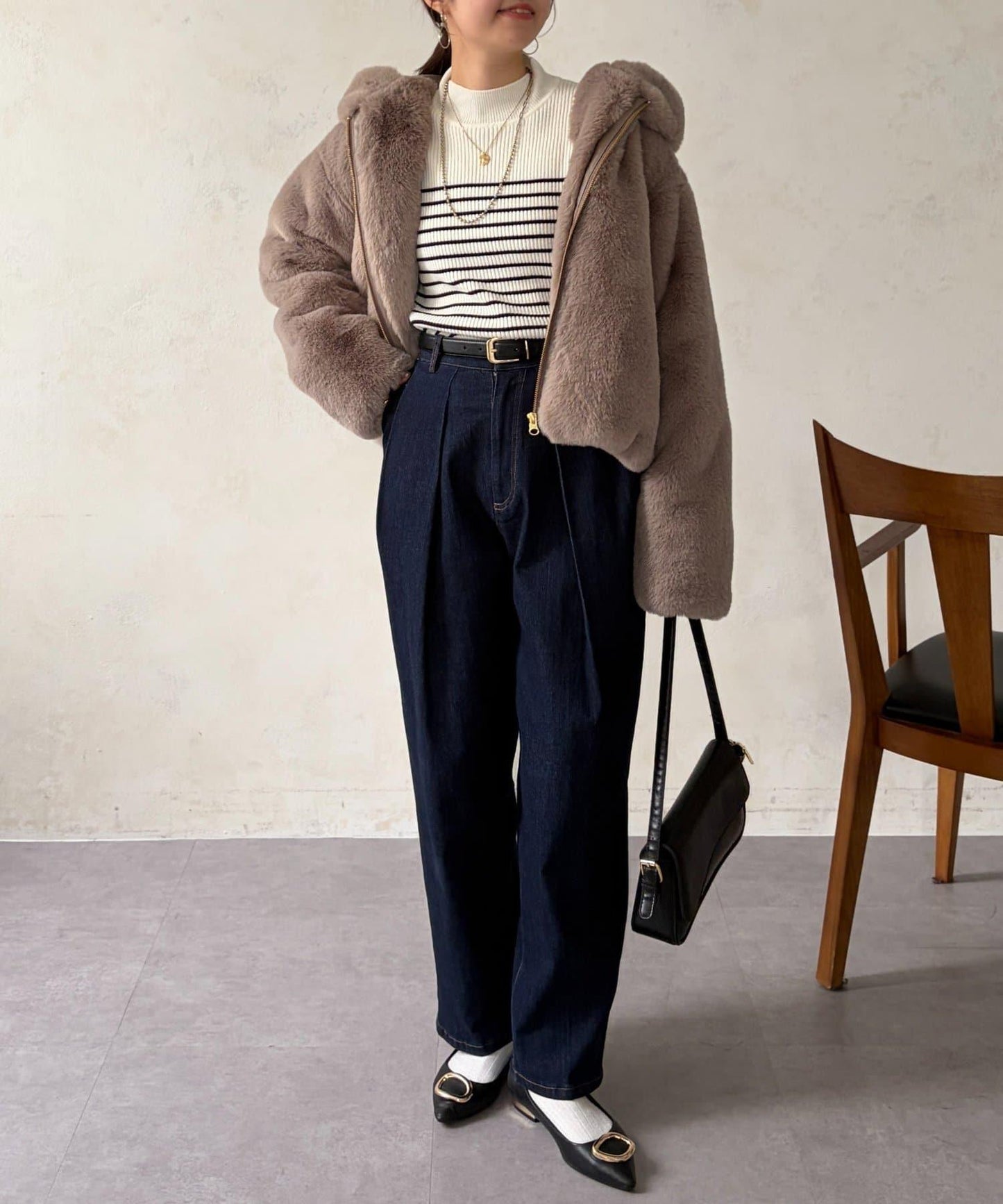 仿皮草拼接羊羔絨夾克