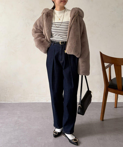 仿皮草拼接羊羔絨夾克