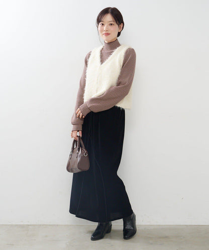 【純色&條紋】高領羅紋針織衫