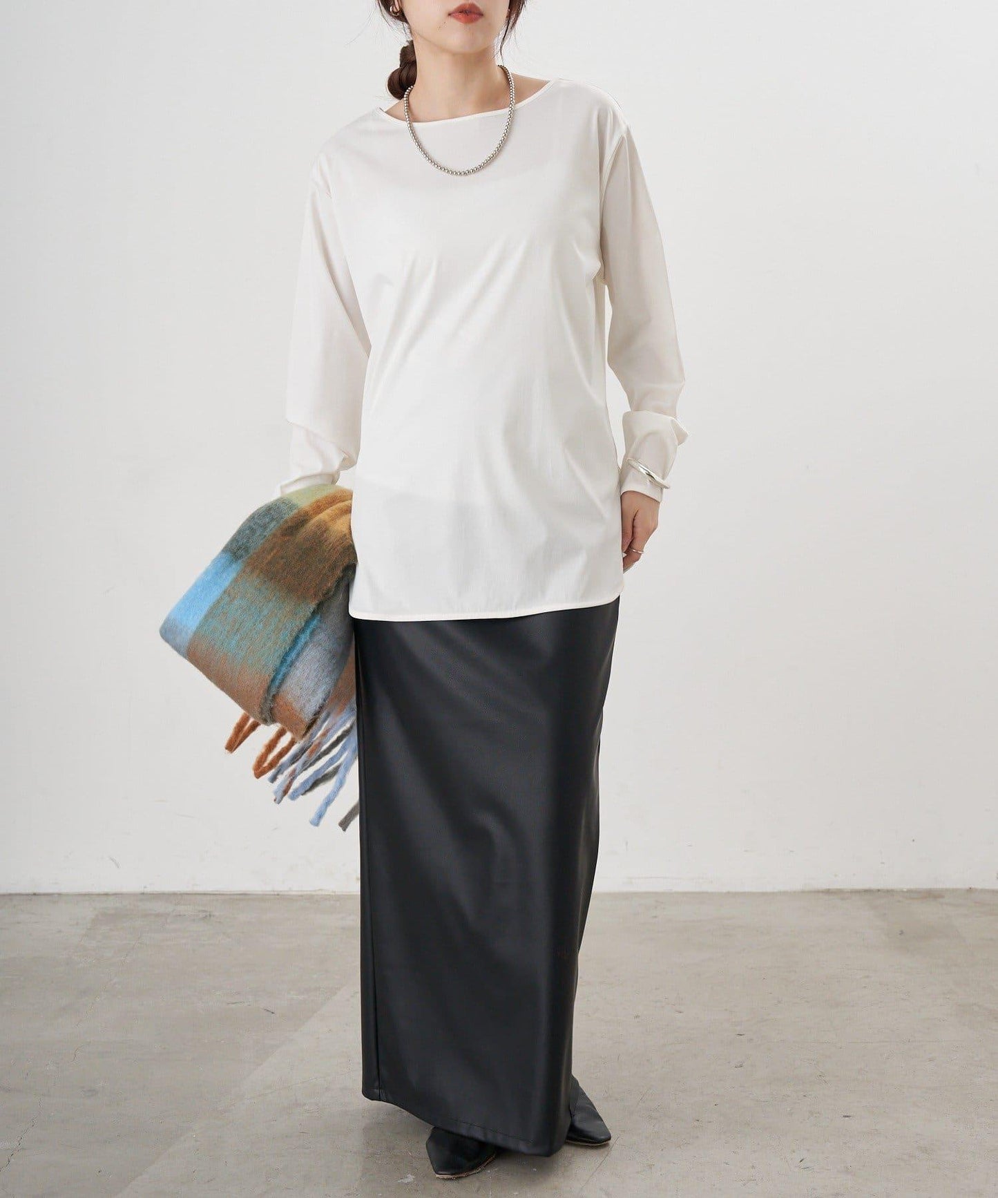 皮革長款半身裙