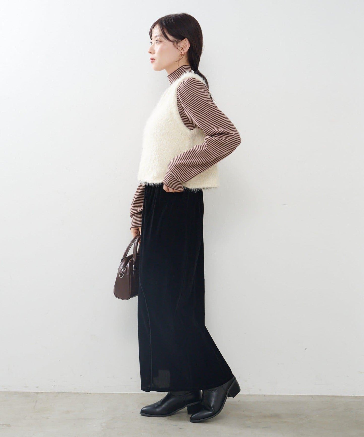 【純色&條紋】高領羅紋針織衫