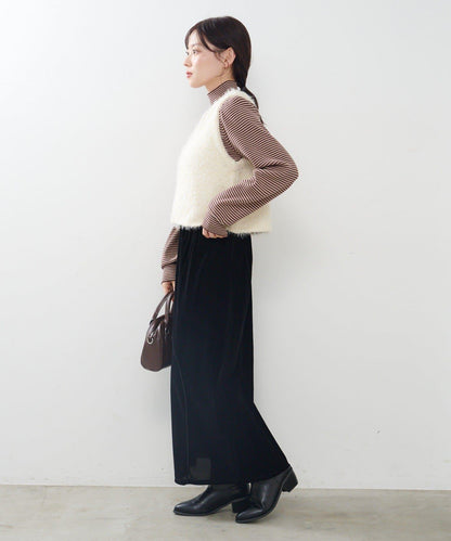 【純色&條紋】高領羅紋針織衫