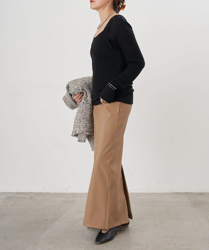 皮革長款半身裙