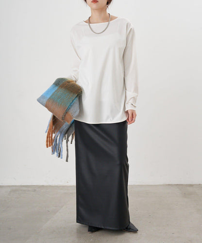 皮革長款半身裙