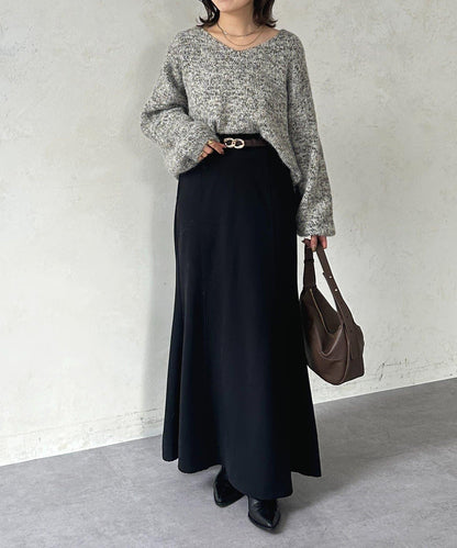 V領混色短款針織衫