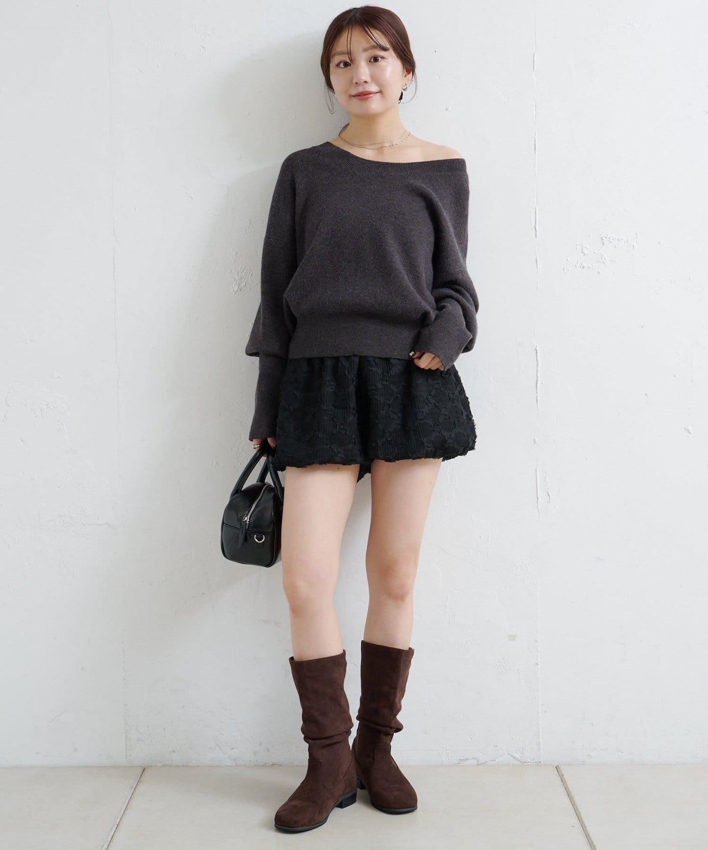 【4色可選/兩用】混色長款羅紋針織衫