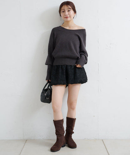 【4色可選/兩用】混色長款羅紋針織衫