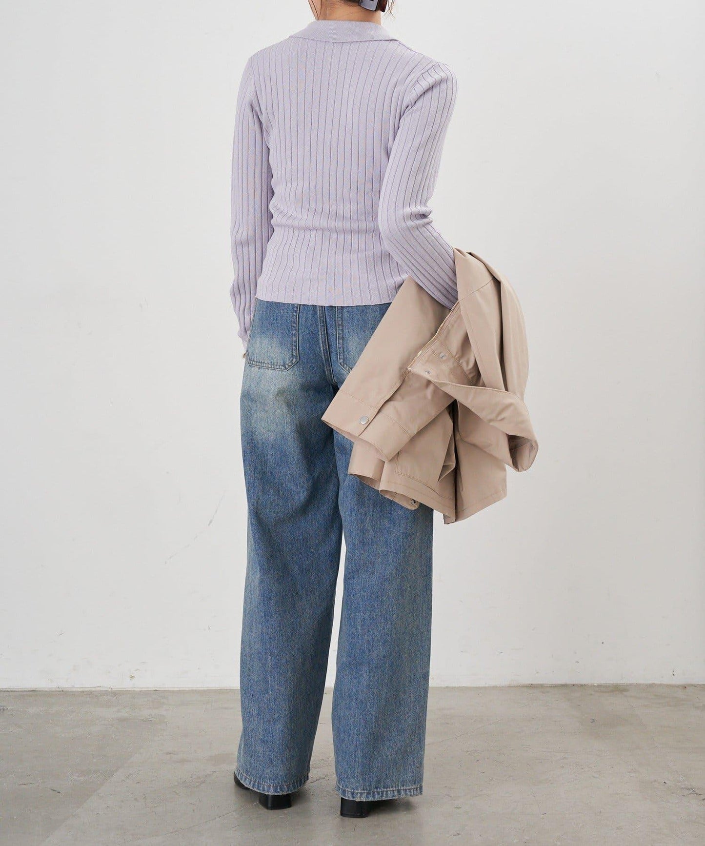 半拉鍊羅紋針織衫