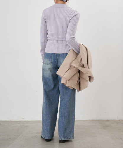 半拉鍊羅紋針織衫