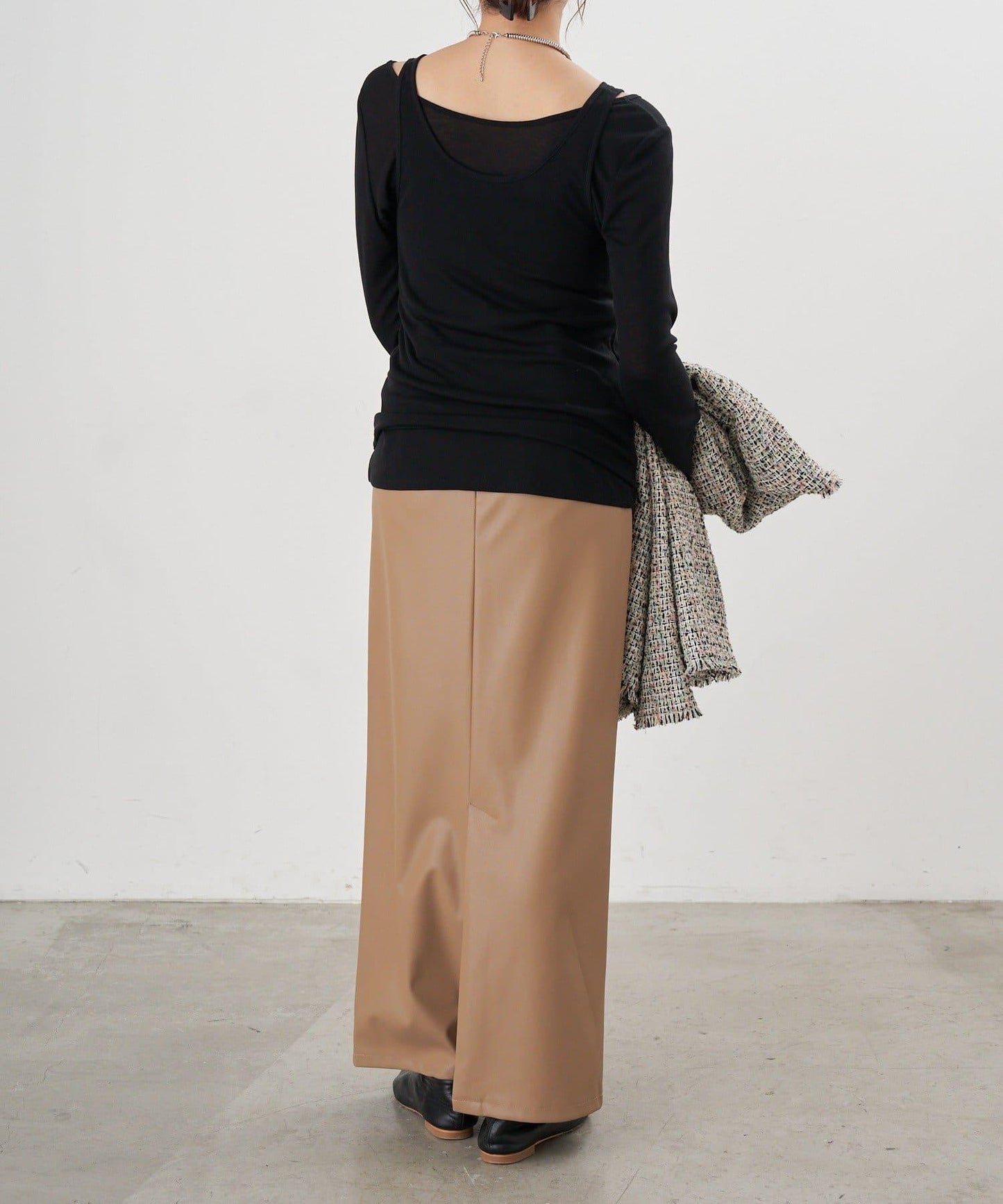 皮革長款半身裙