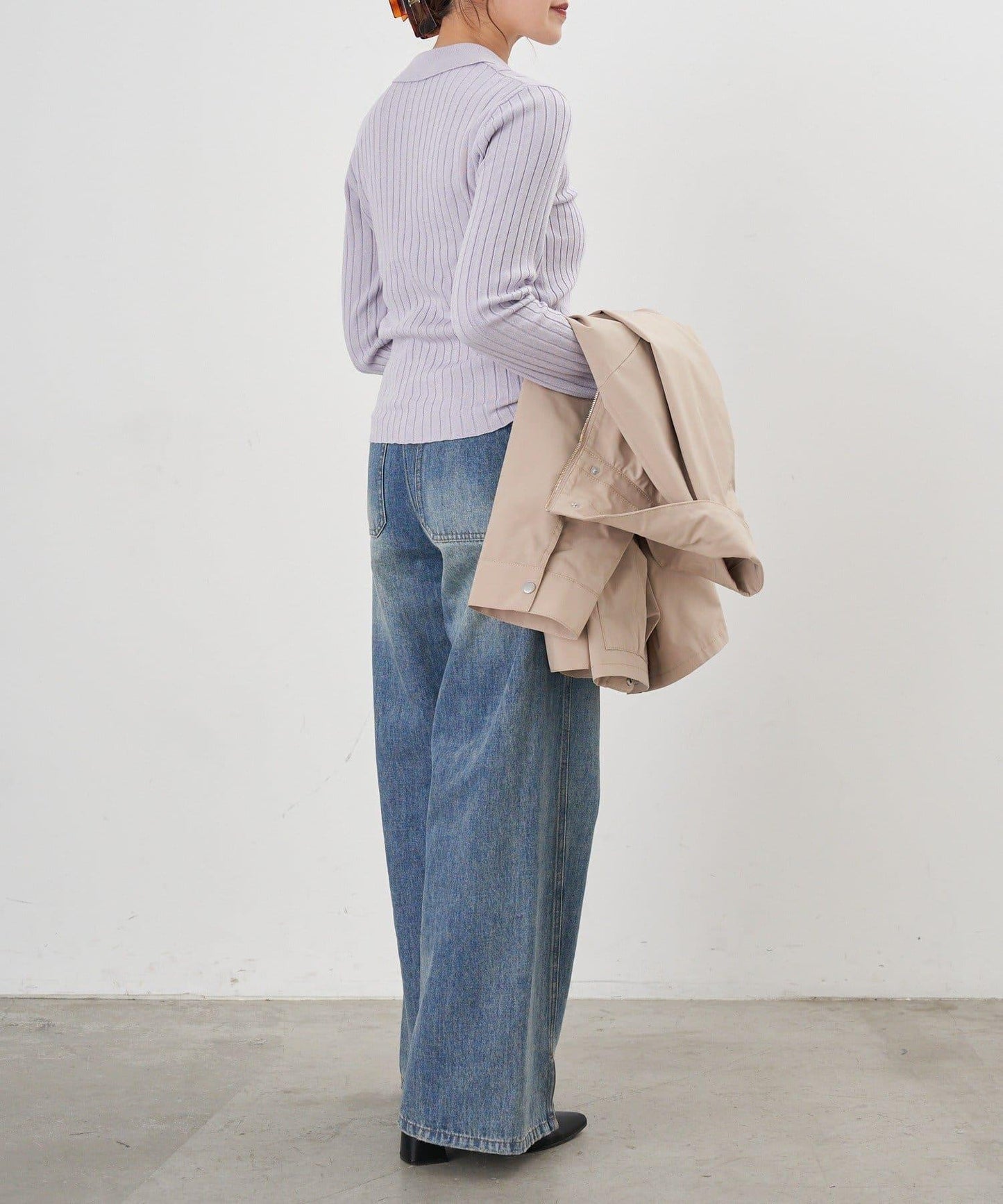 半拉鍊羅紋針織衫