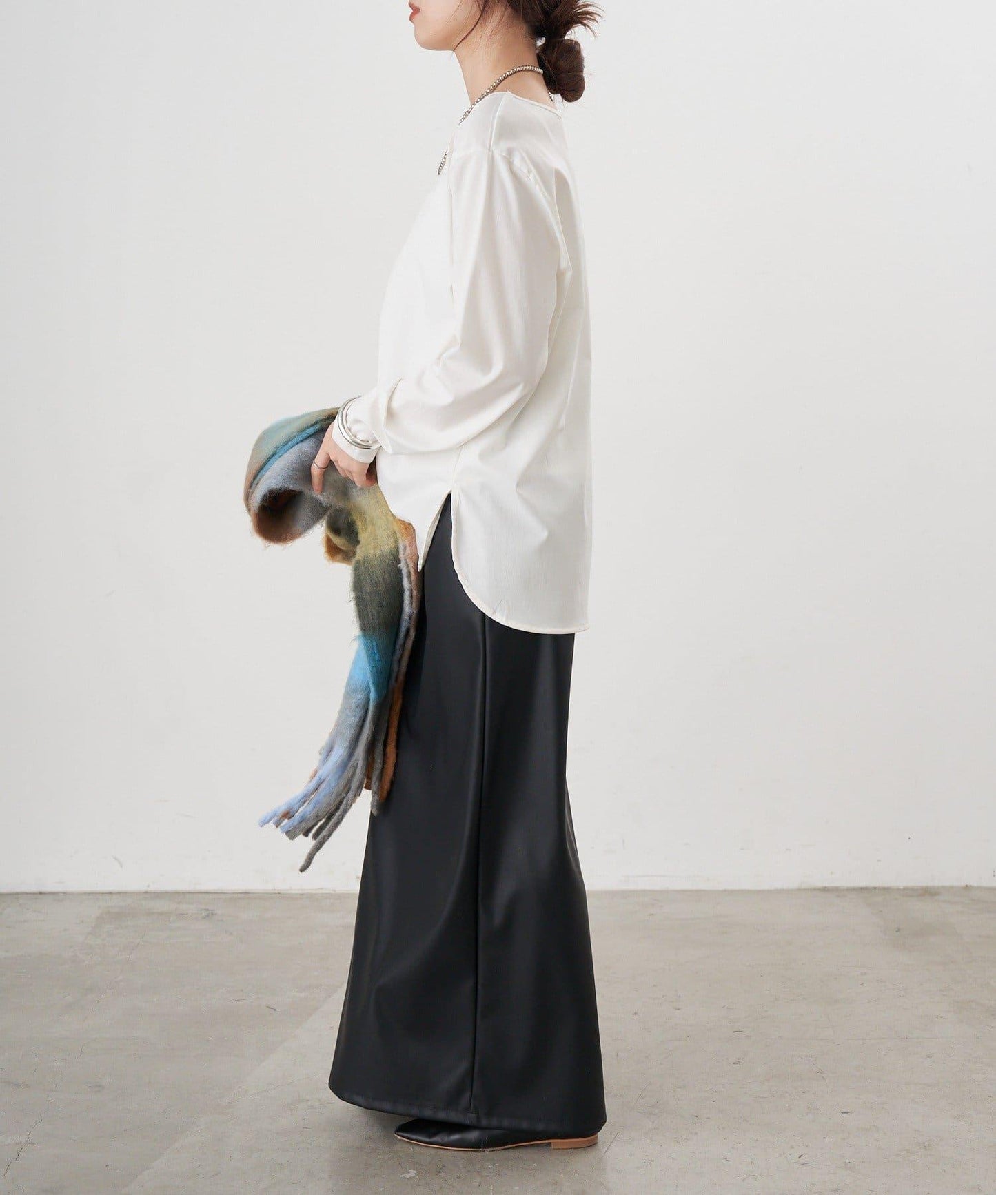 皮革長款半身裙