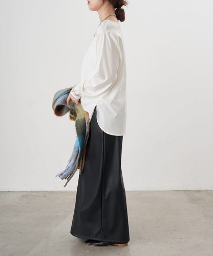 皮革長款半身裙