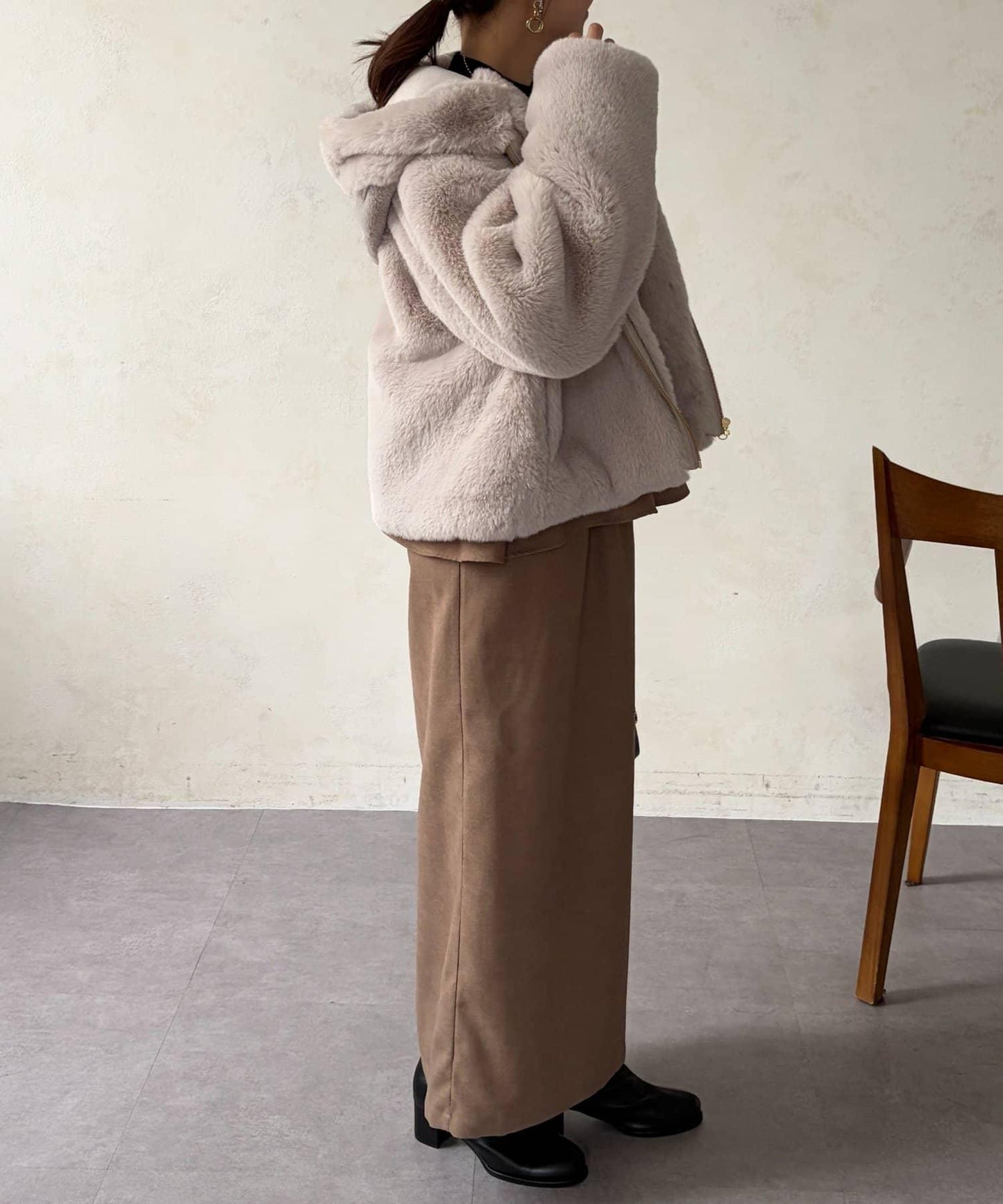 仿皮草拼接羊羔絨夾克