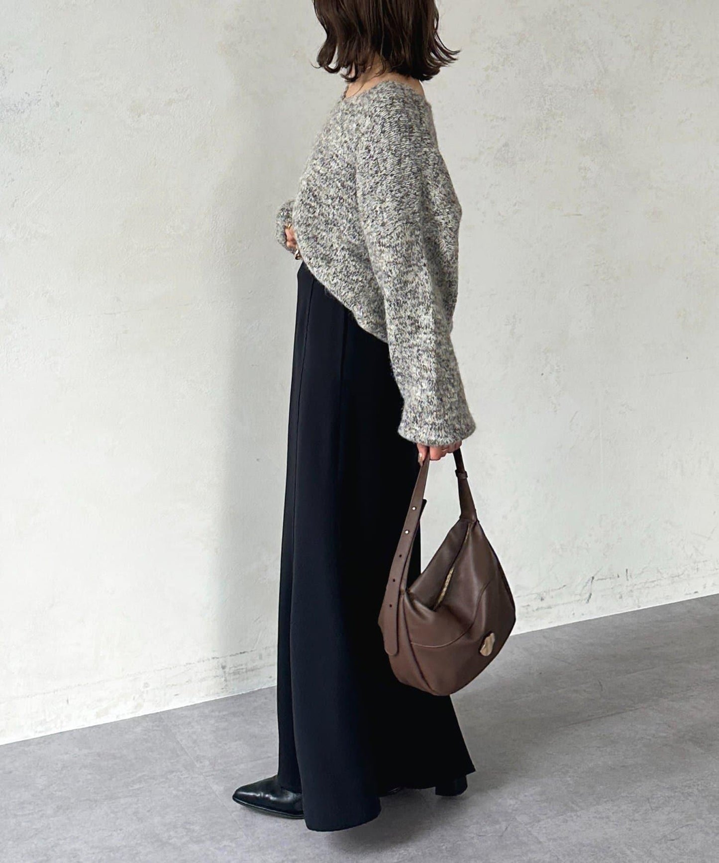 V領混色短款針織衫