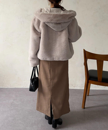 仿皮草拼接羊羔絨夾克